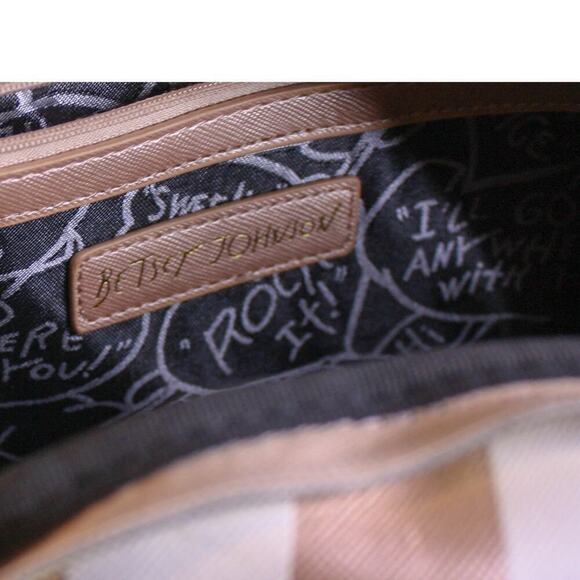 Betsy Johnson Sleeping Cat Backpack Rose Gold Stripes Heart Cute Quilt - Picture 4 of 6